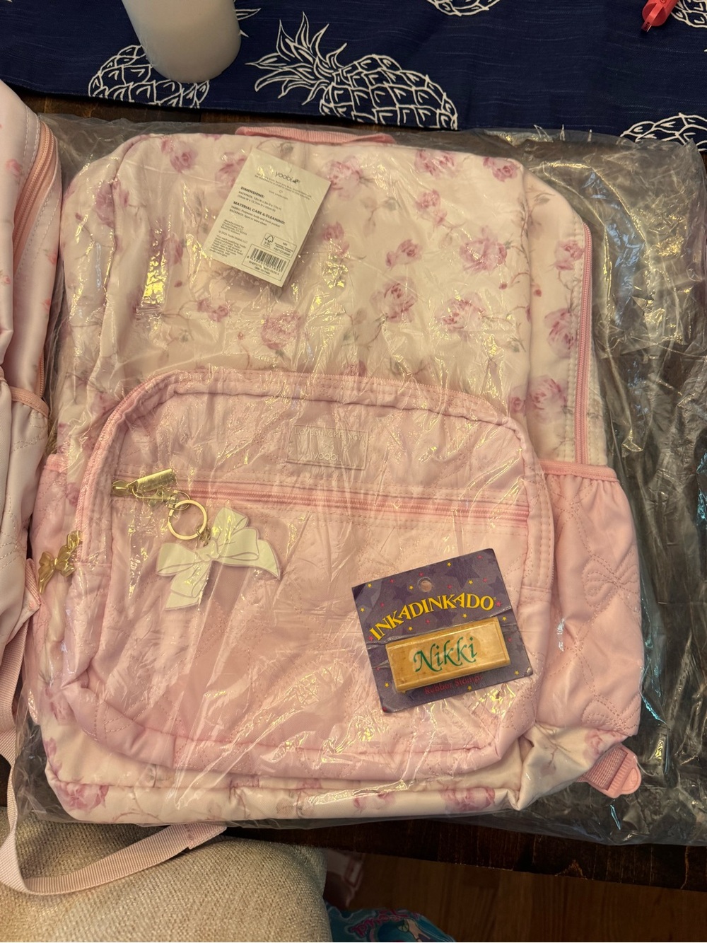 LoveShackFancy x Target - Yoobi Ribbon Rosa Backpack Sterling Dusk - Picture 1 of 1